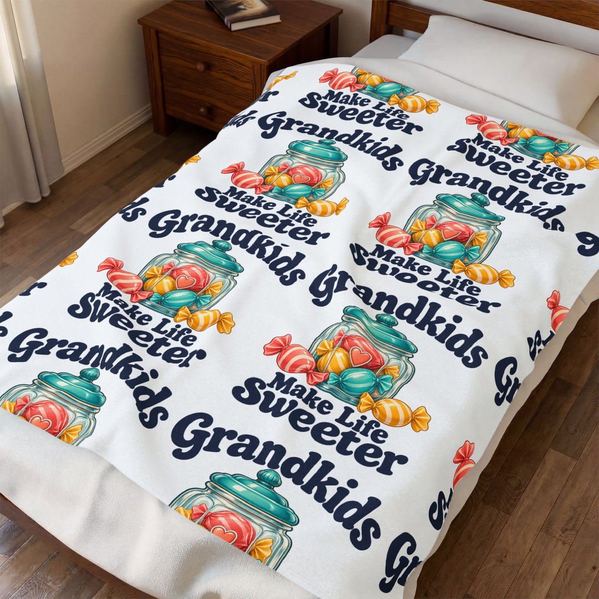 Make Life Sweeter Grandkids Velveteen Plush Blanket