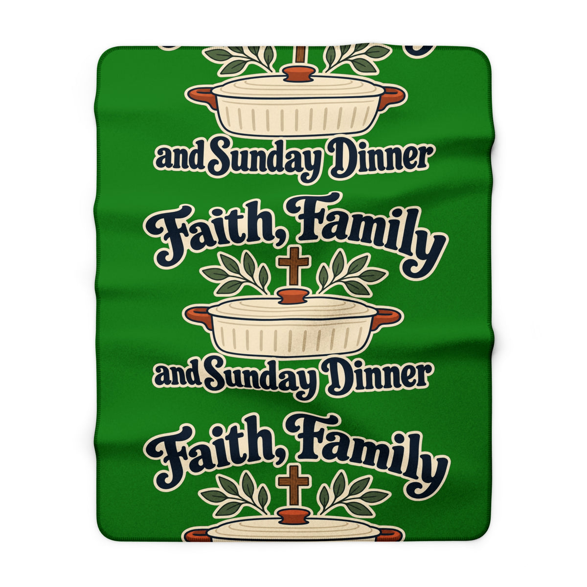 Faith Family and Sunday Dinner Sherpa Fleece Blanket