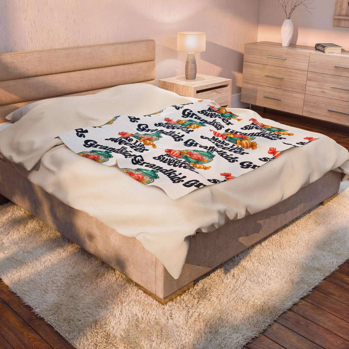 Make Life Sweeter Grandkids Velveteen Plush Blanket